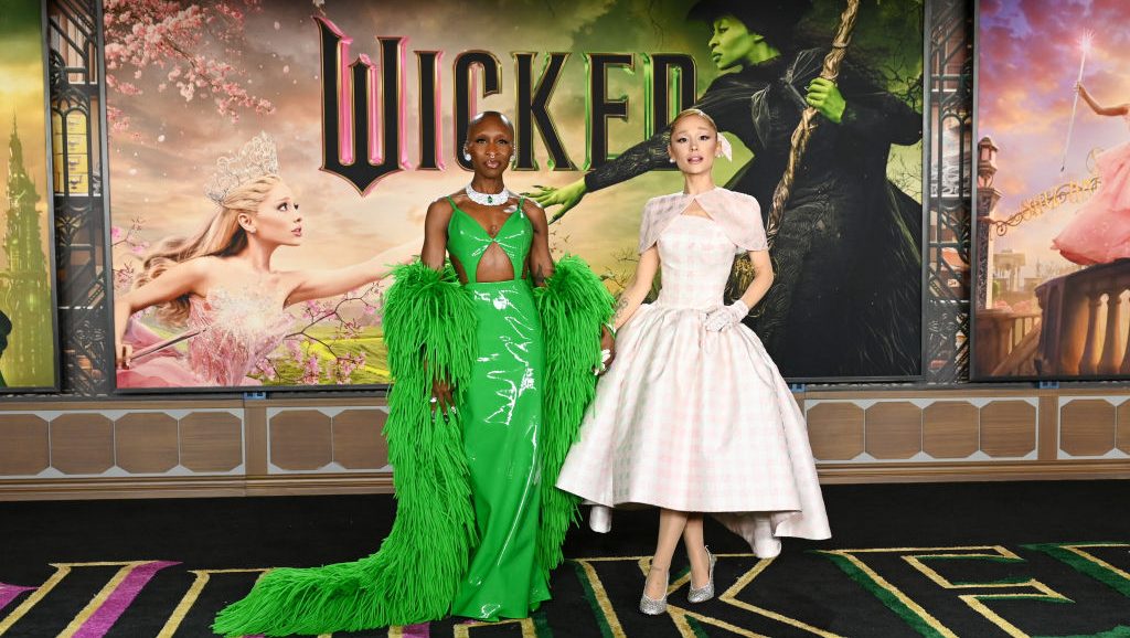 Cynthia Erivo, Ariana Grande at the "Wicked" Los Angeles Premiere at the Dorothy Chandler Pavilion on November 9, 2024 in Los Angeles, California. (Photo by Gilbert Flores/Variety via Getty Images)