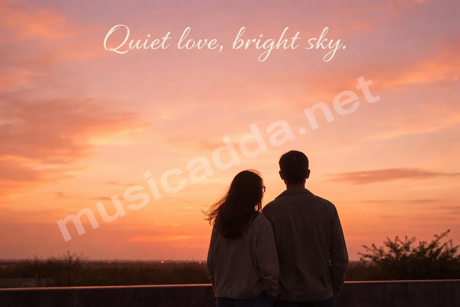 Aesthetic couple silhouette sunset caption