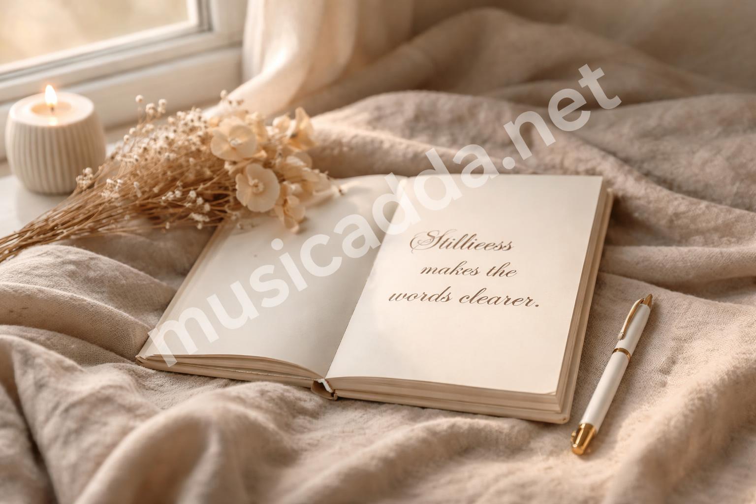 Aesthetic quote journal with soft lighting