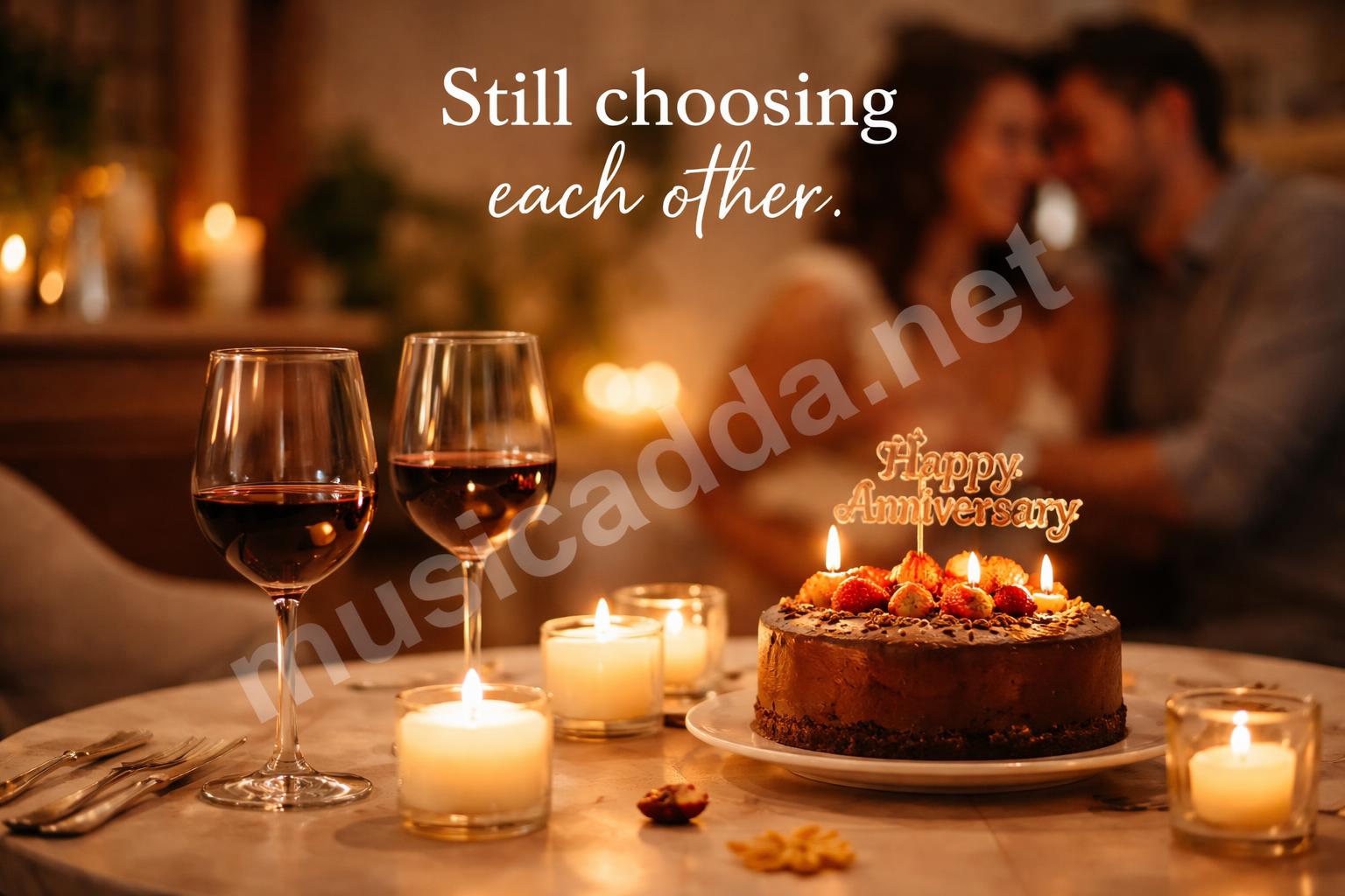 Anniversary couple caption candlelight
