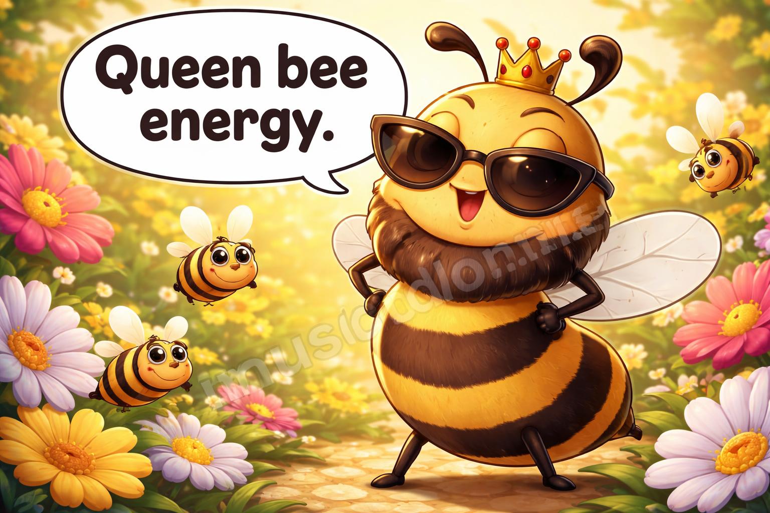 Bee pun queen bee cartoon