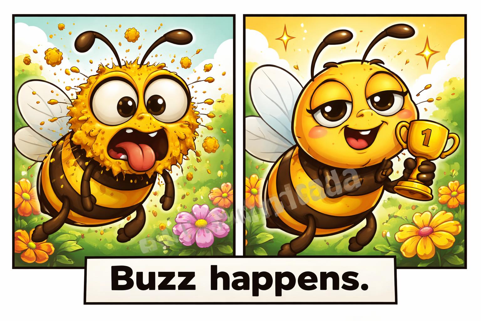 Bee pun two bees cartoon