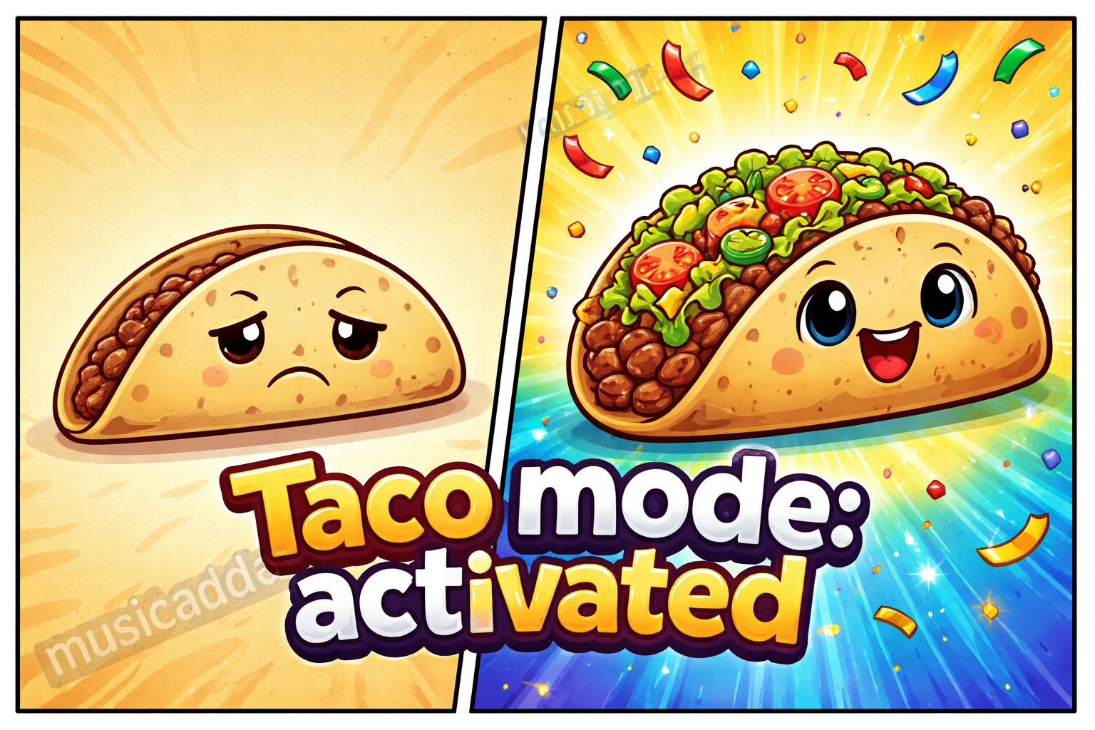 Before and after taco mood comic