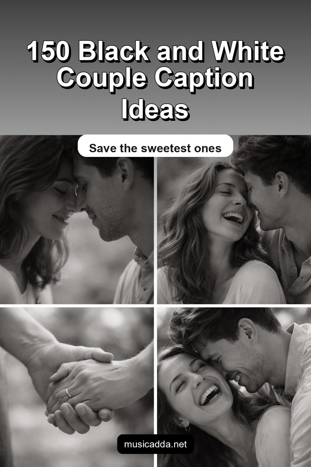 Pinterest image for Love Captions for Black and White Couple Photos