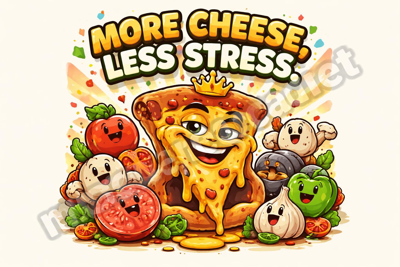 Cheesy pizza captions cartoon poster