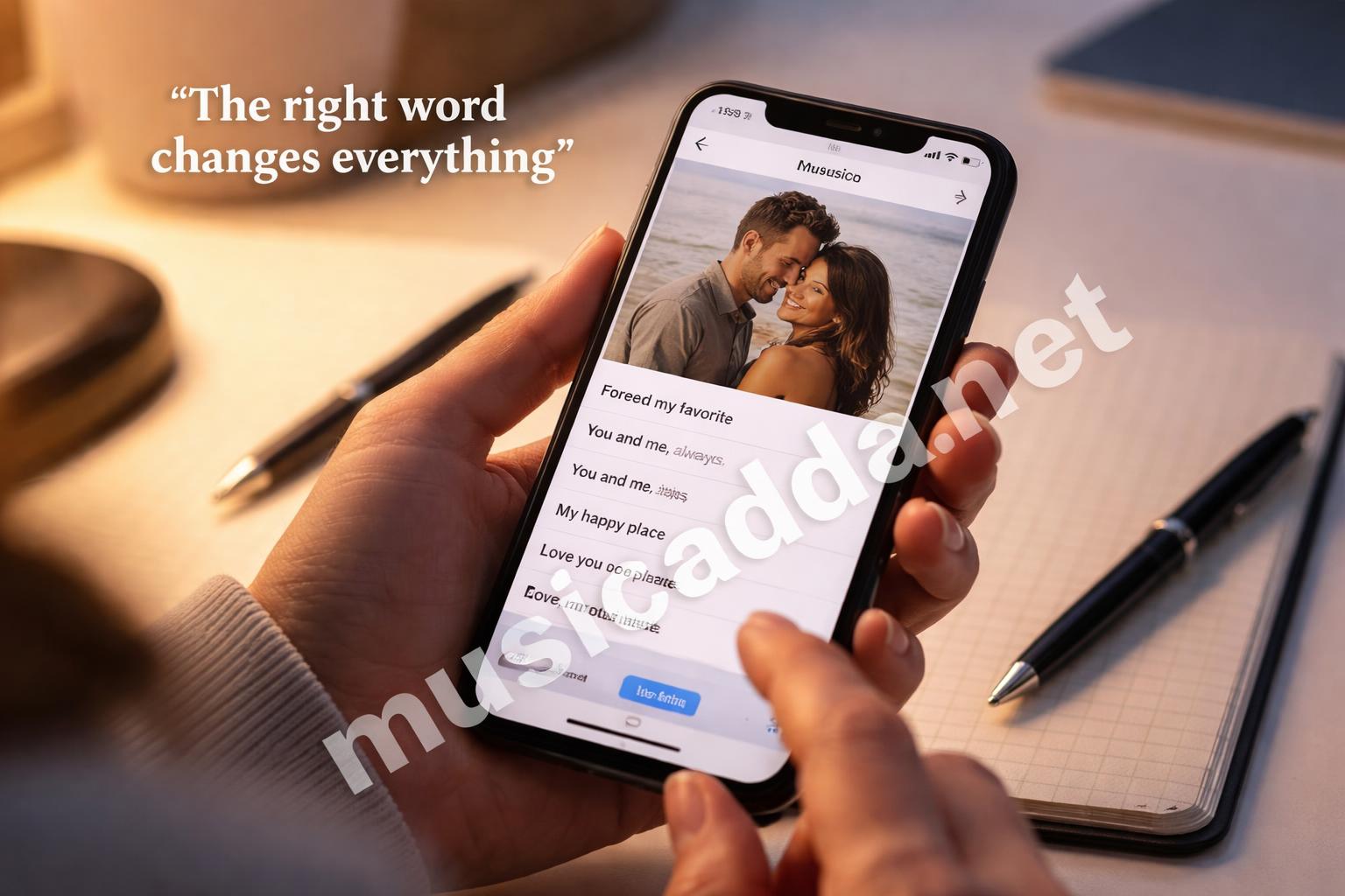 Couple caption selection phone screen