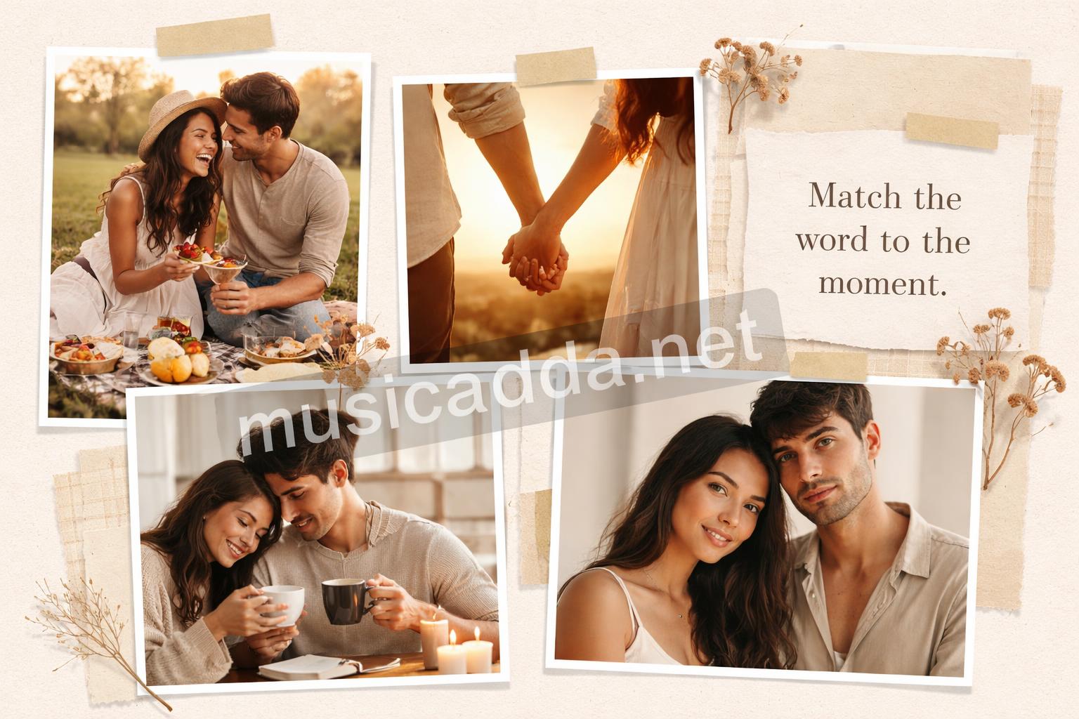 Couple vibe caption moodboard