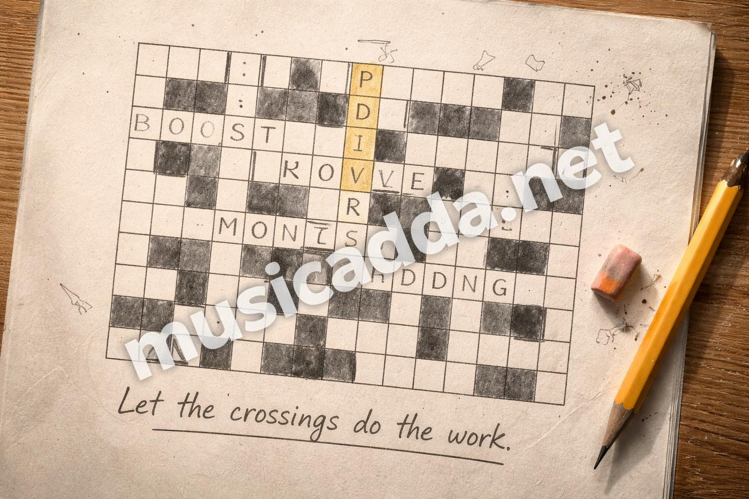 Crossword grid with crossing letters