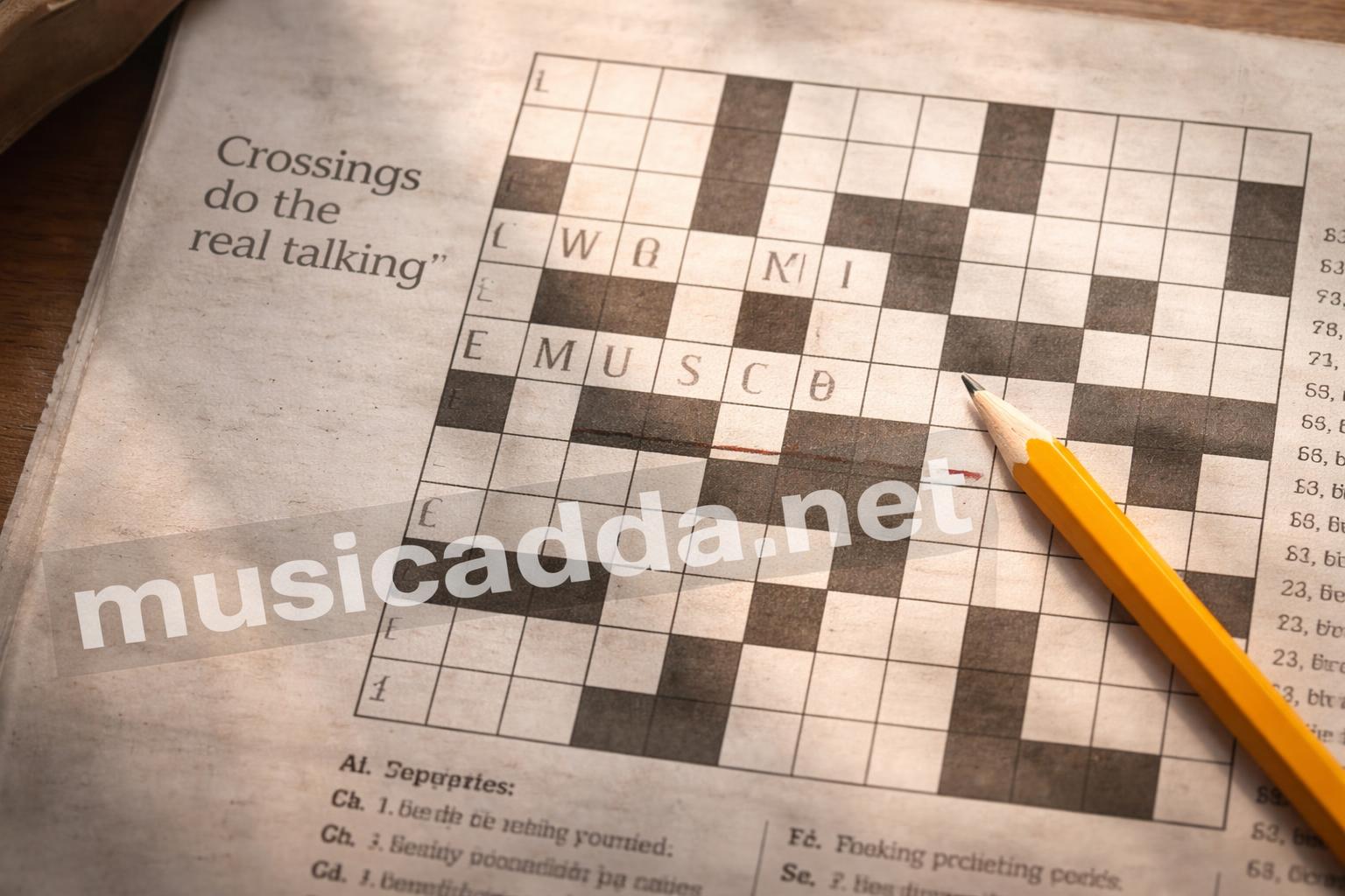 Crossword grid with filled crossings