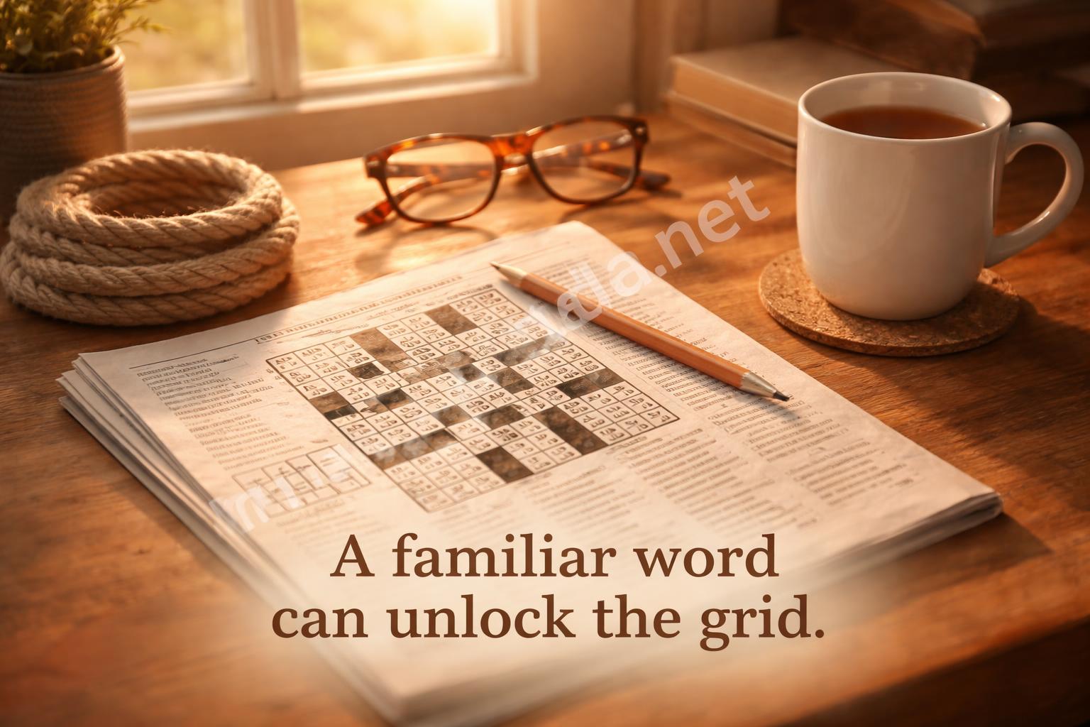 Crossword puzzle boat themed desk scene