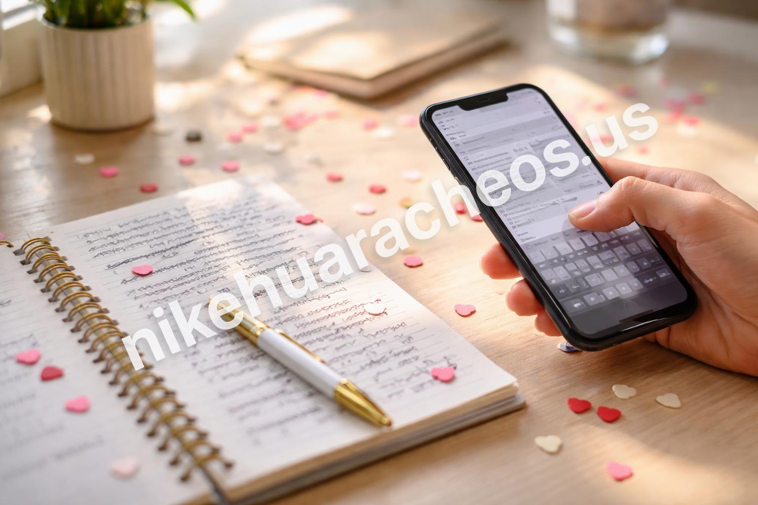 Customizing instagram caption with romantic emojis