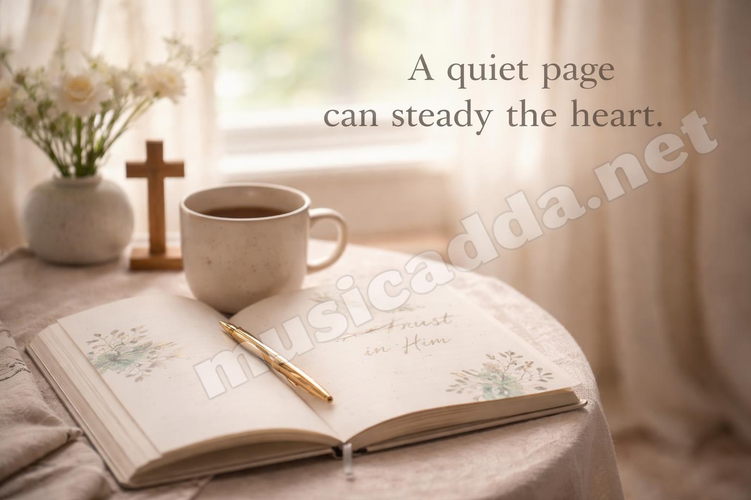 Faith inspired journal with gentle light