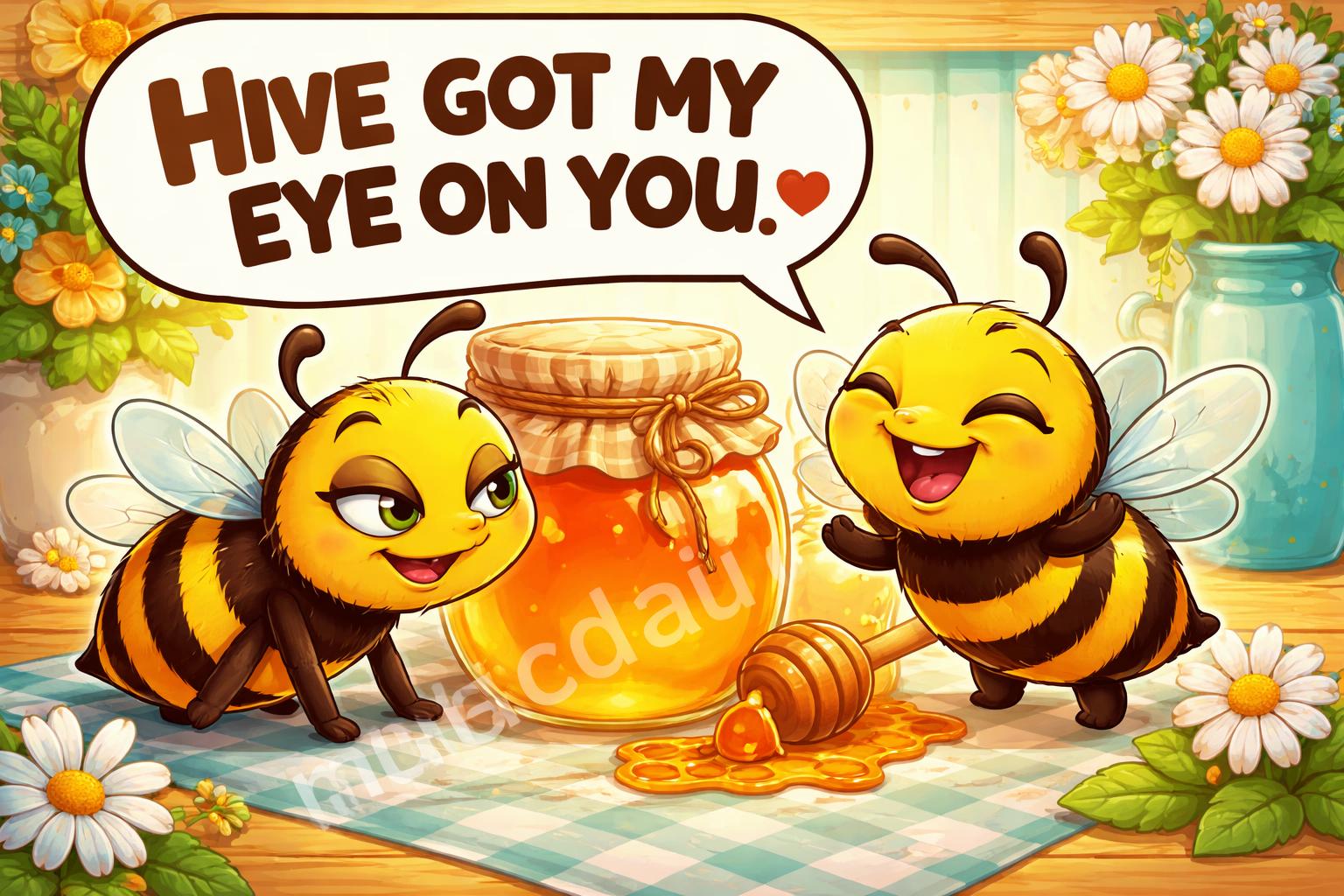Funny bee pun speech bubble cartoon