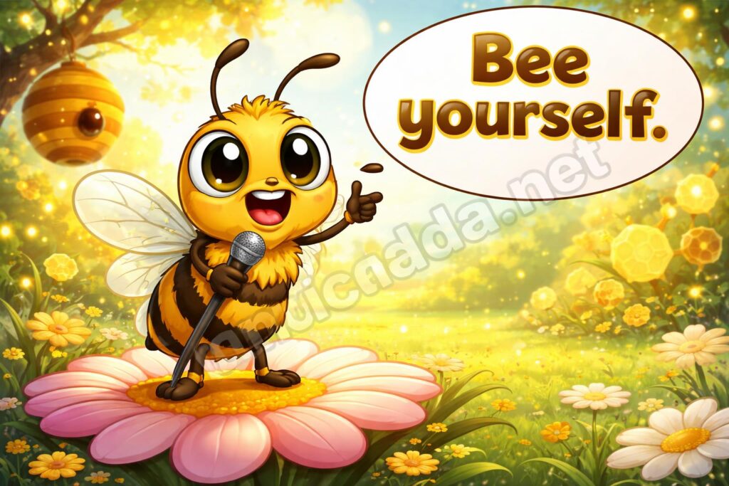 Funny bee puns hero cartoon