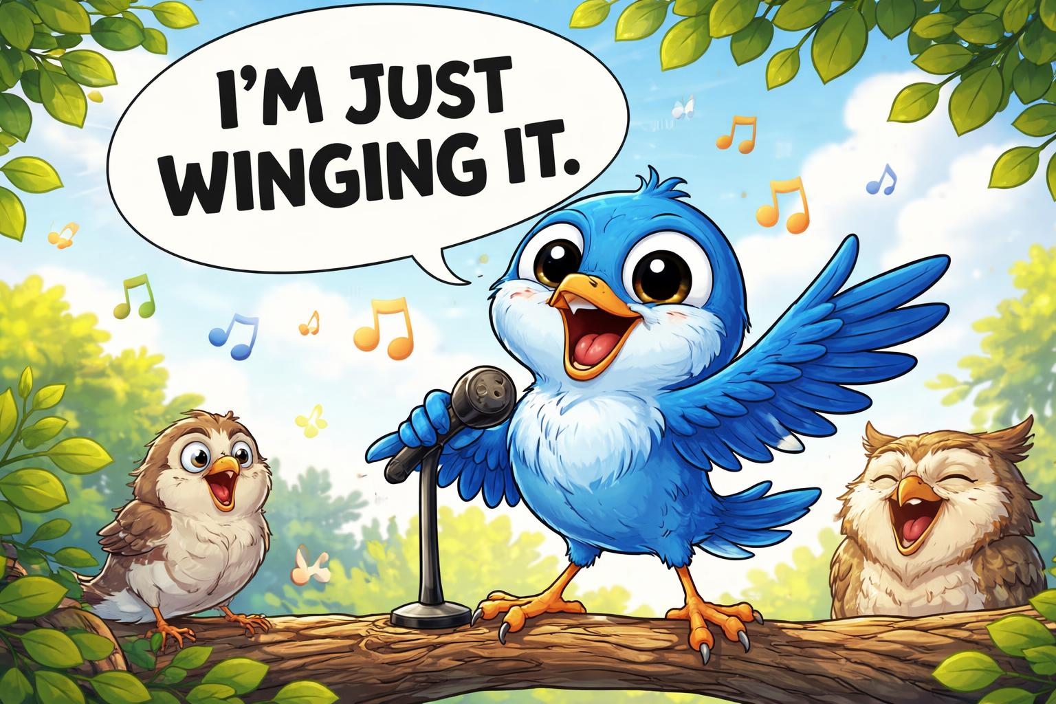 Funny bird pun hero cartoon