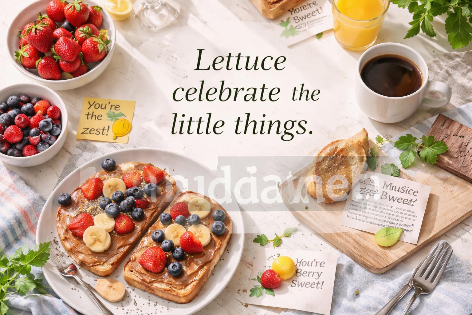 Funny food pun flat lay