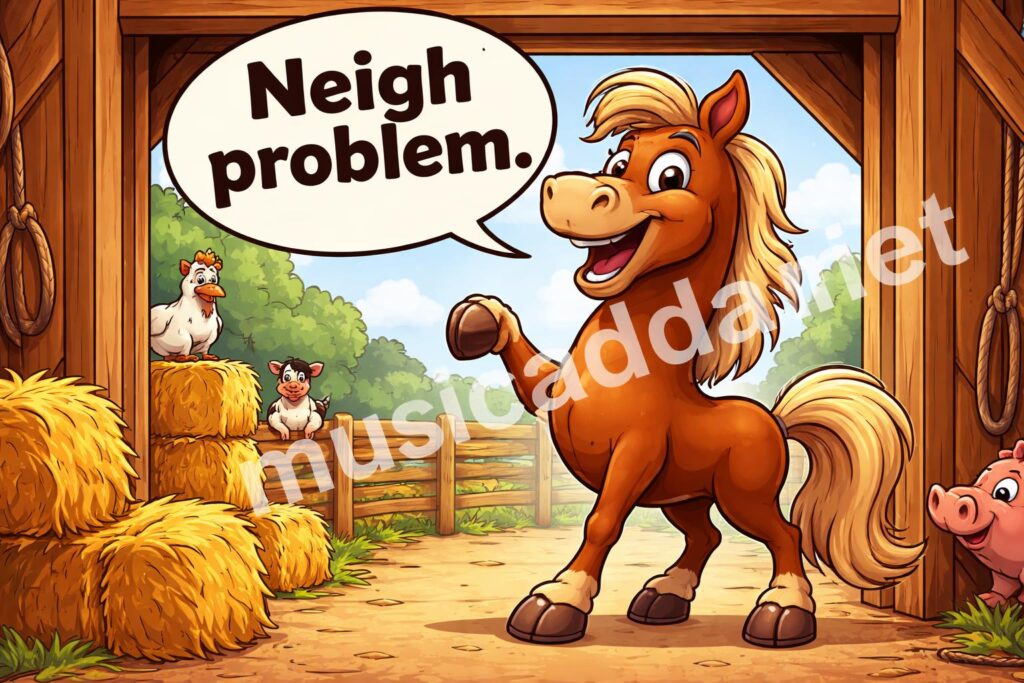 Funny horse puns hero cartoon