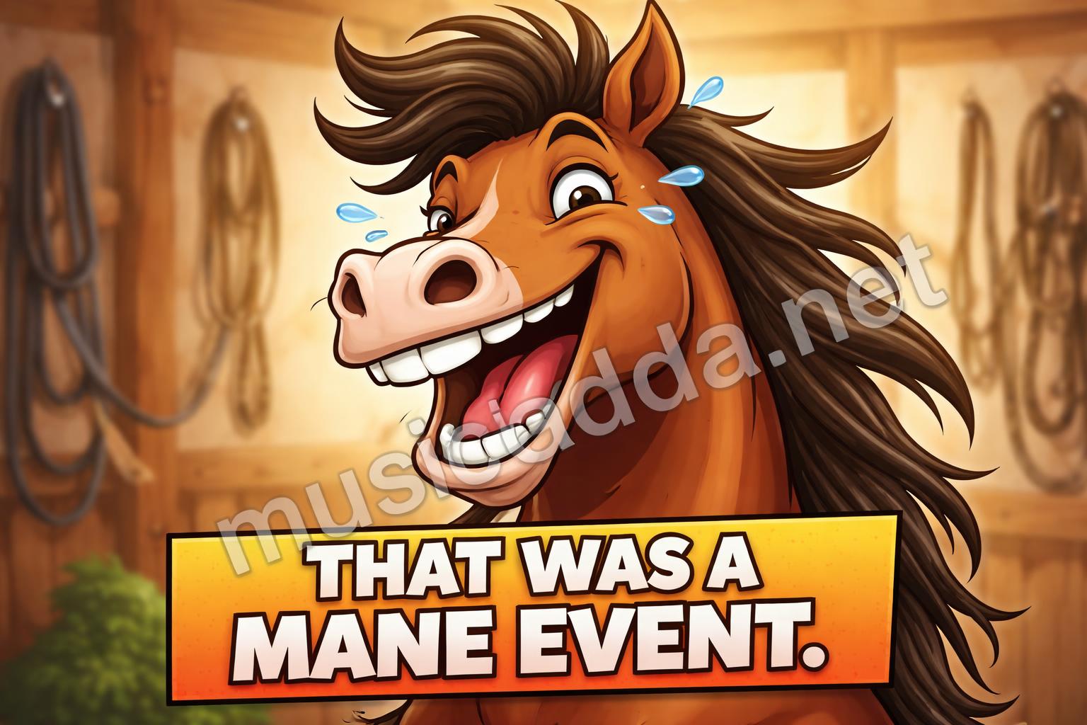 Funny horse puns reaction closeup