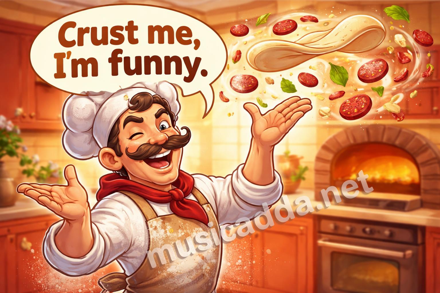 Funny pizza puns mustache chef