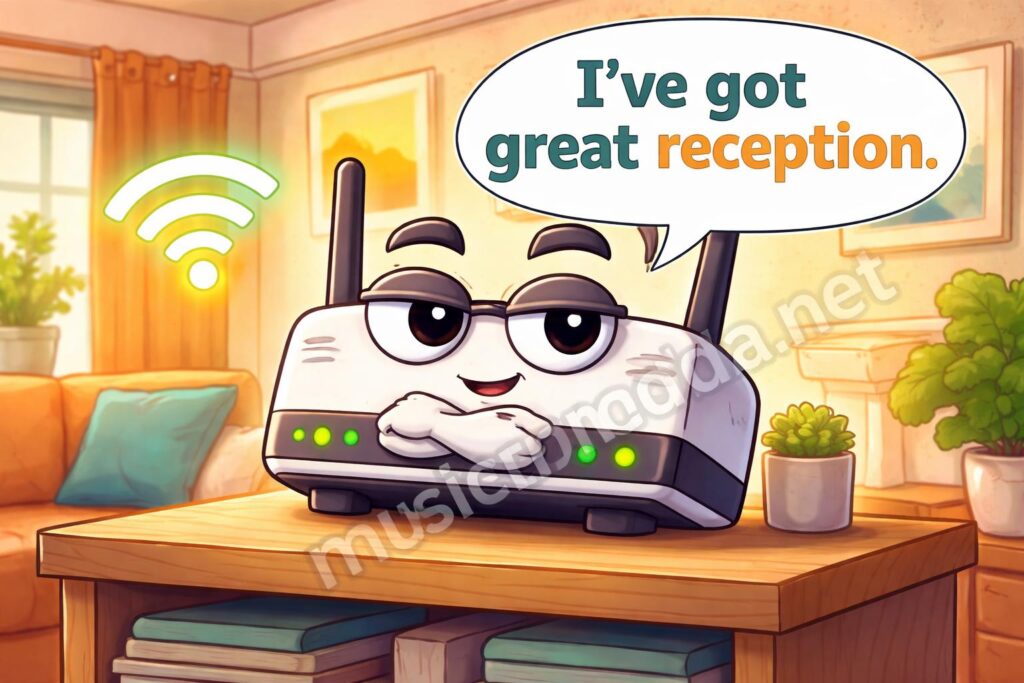 Funny wifi router smirking