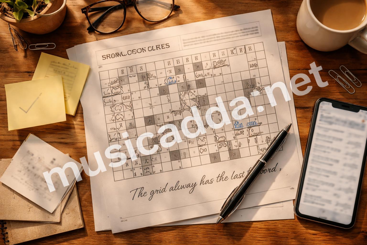 Hand annotated crossword clue solutions