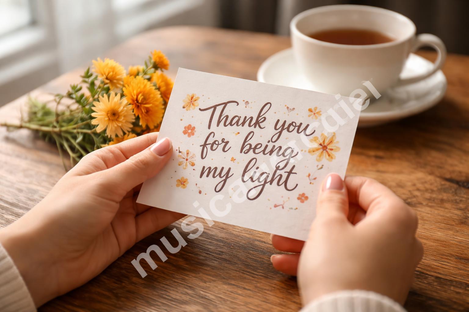 Hand holding guru purnima thank you card