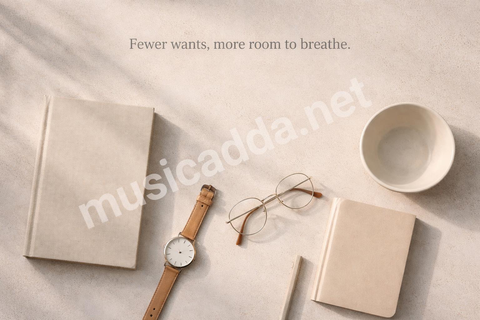 Minimalism and few wants flat lay