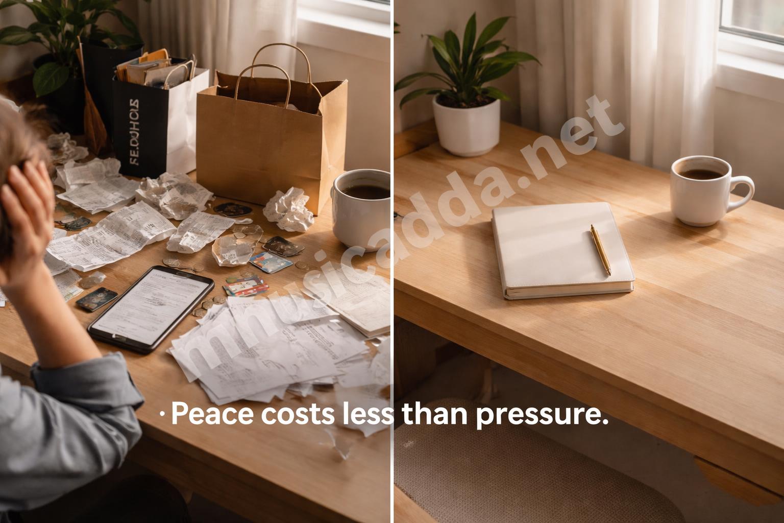 Money spending vs contentment comparison