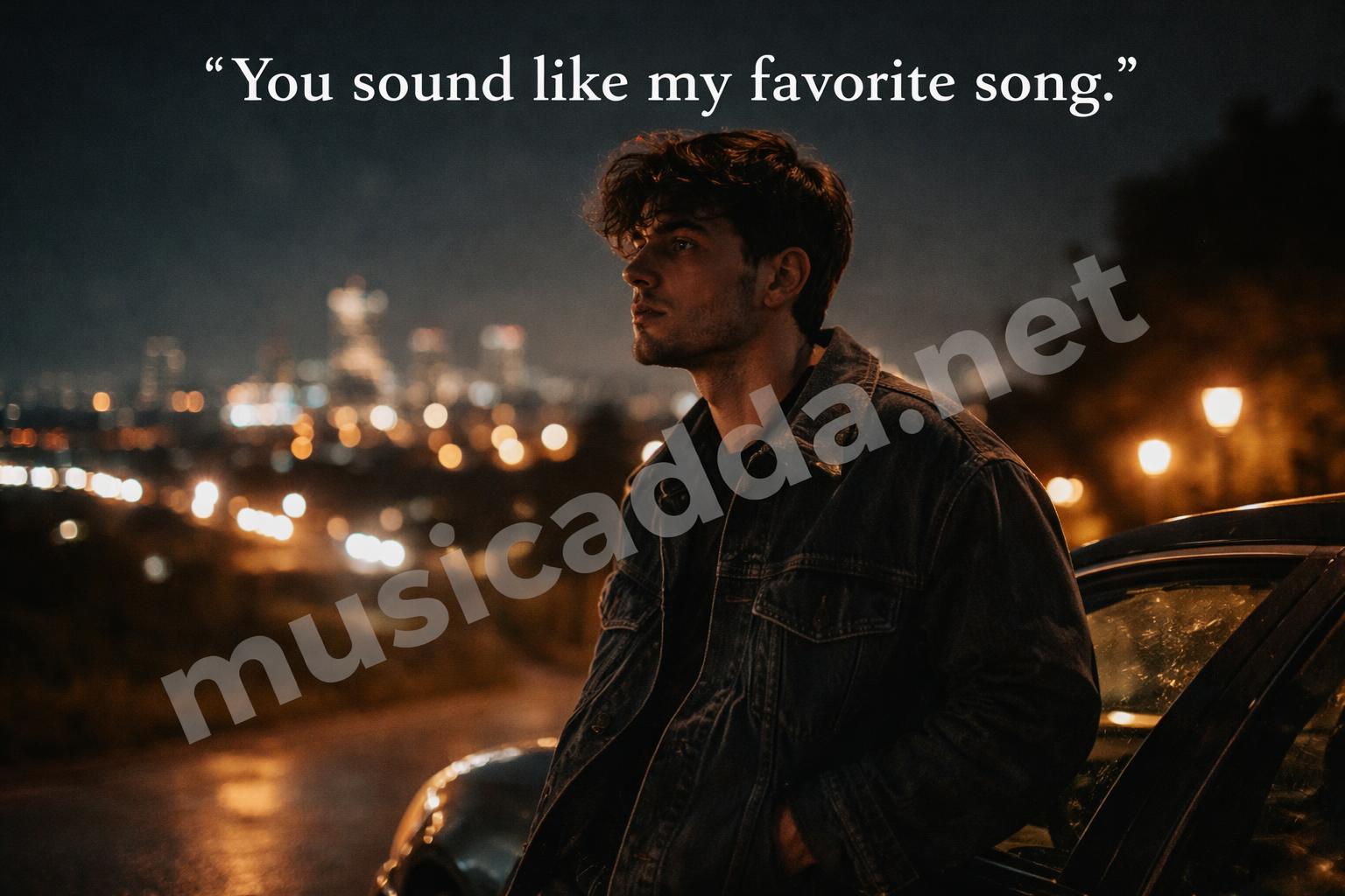 Music inspired love caption night mood
