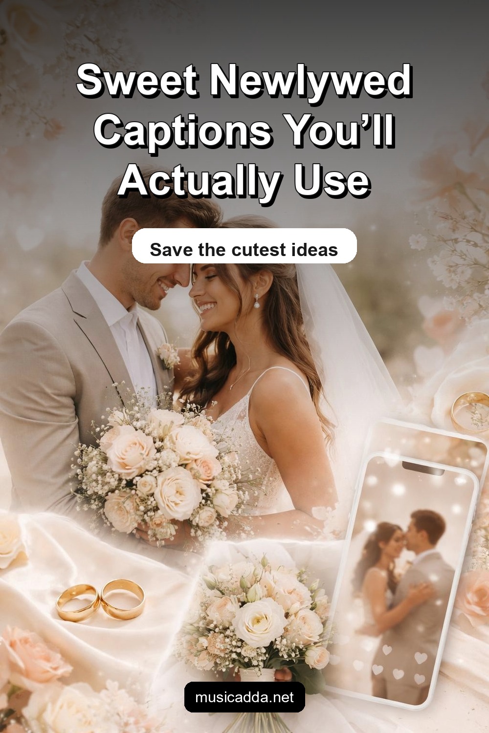 Pinterest image for Sweet Love Captions for Newly Married Couples