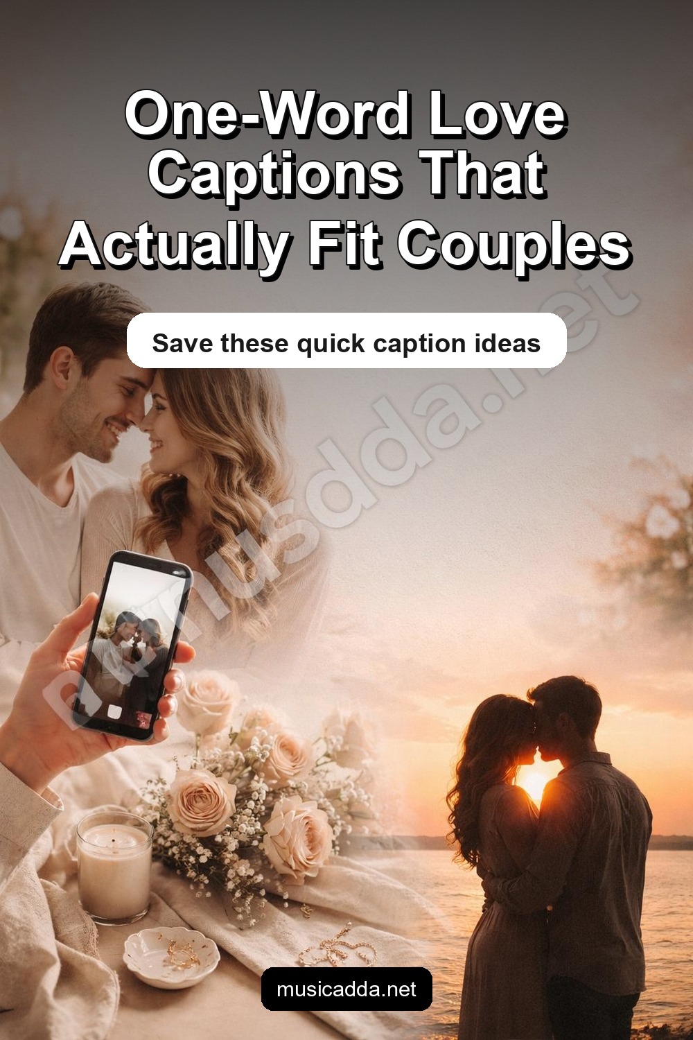 Pinterest image for One Word Love Captions for Instagram Couples