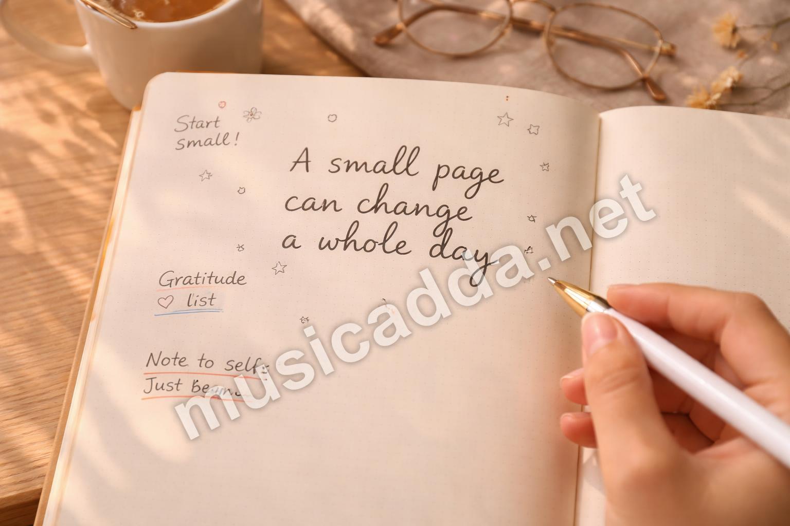 Open journal with handwritten quote notes