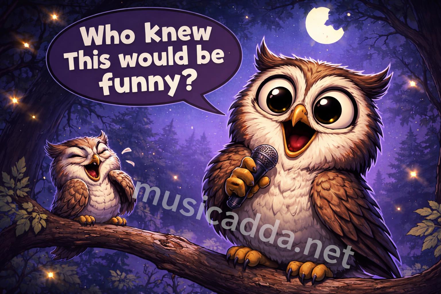 Owl pun reaction cartoon