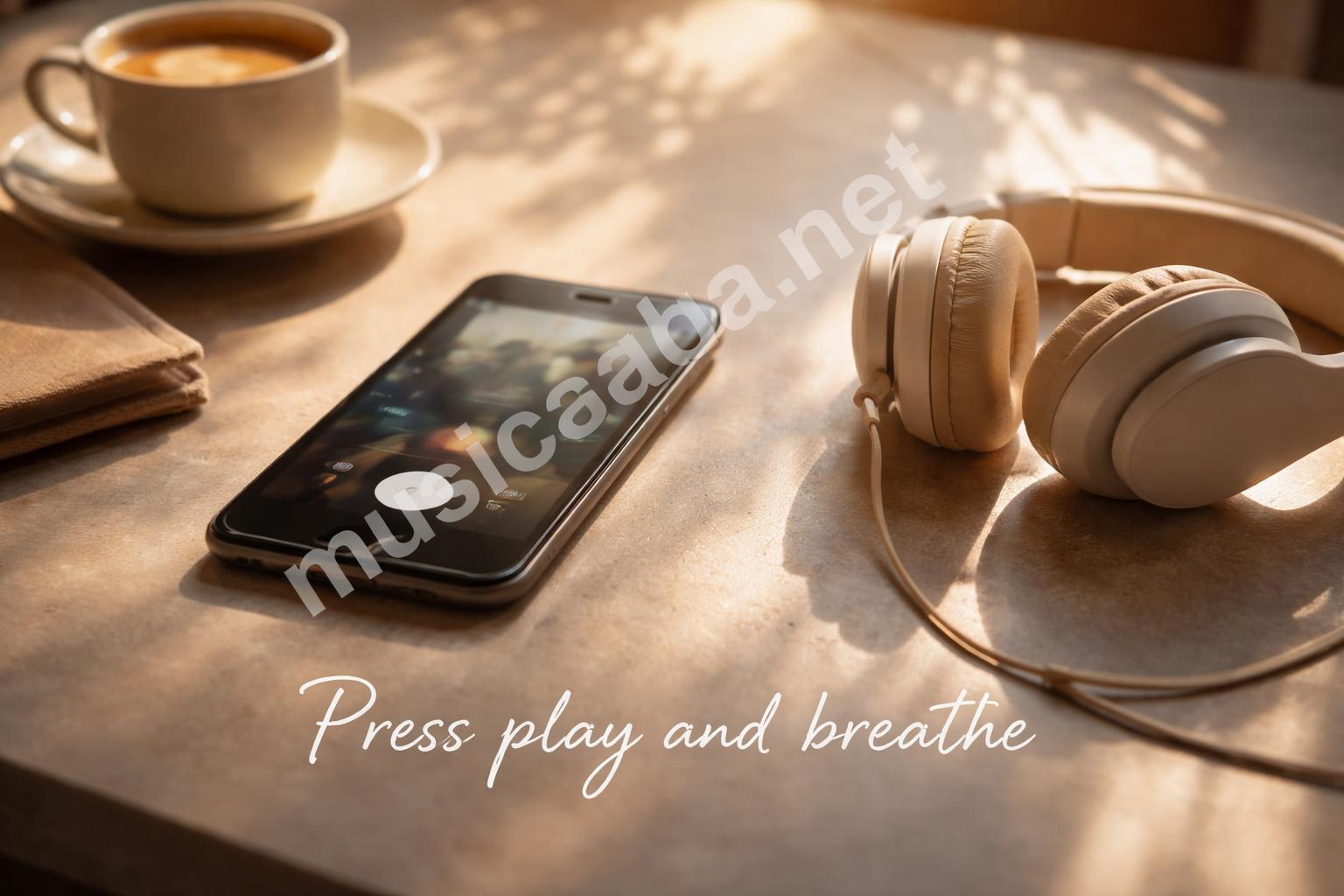 Playlist aesthetic phone and headphones
