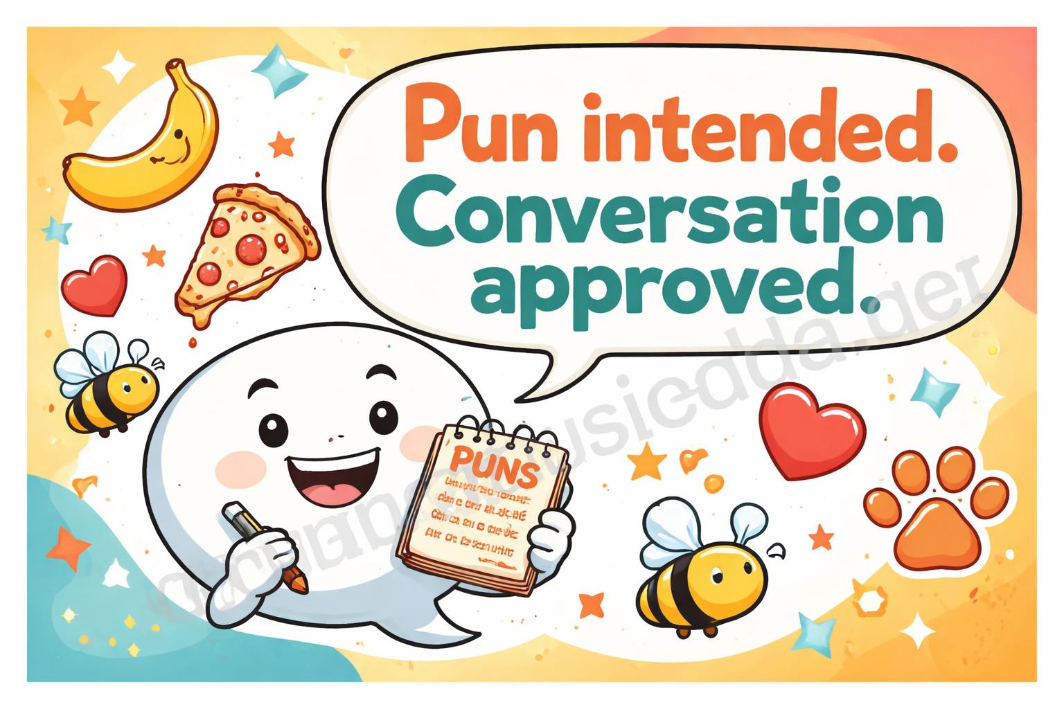 Pun filled conversation starter card