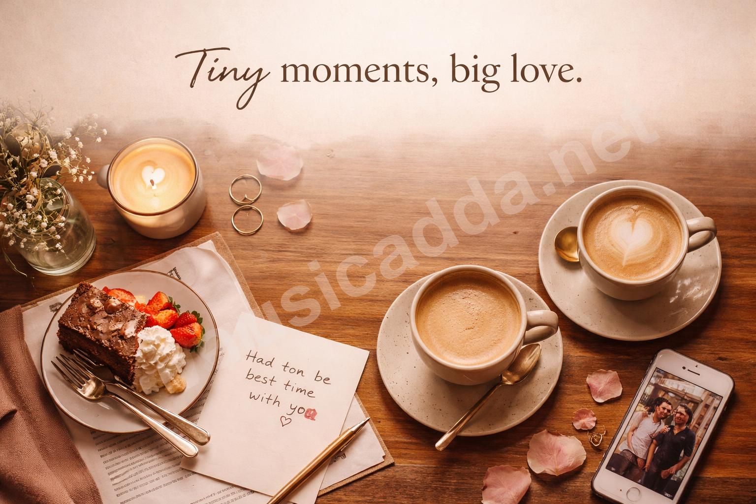 Romantic date night laptop flatlay couple moment