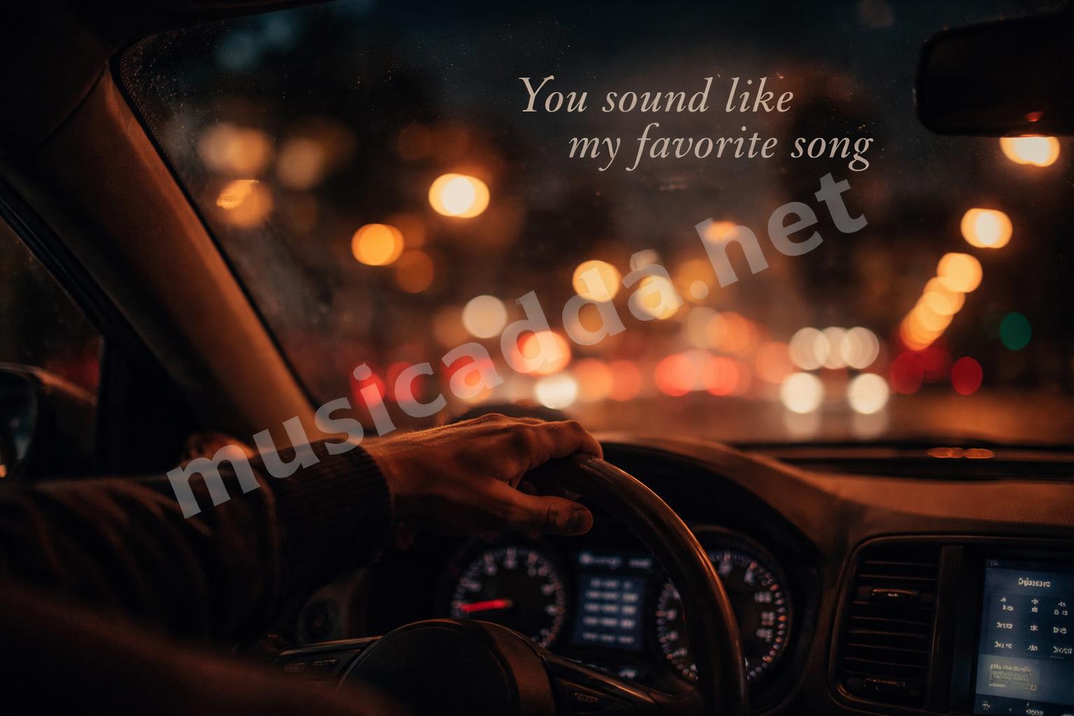 Romantic music captions night drive lights