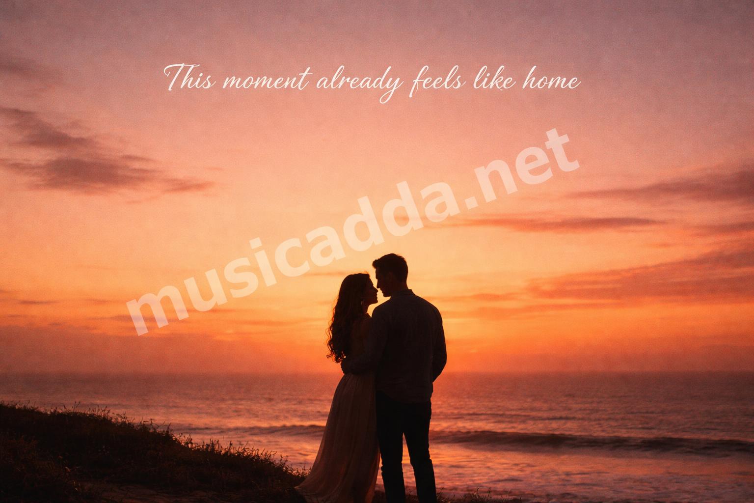 Romantic sunset couple silhouette instagram post aesthetic