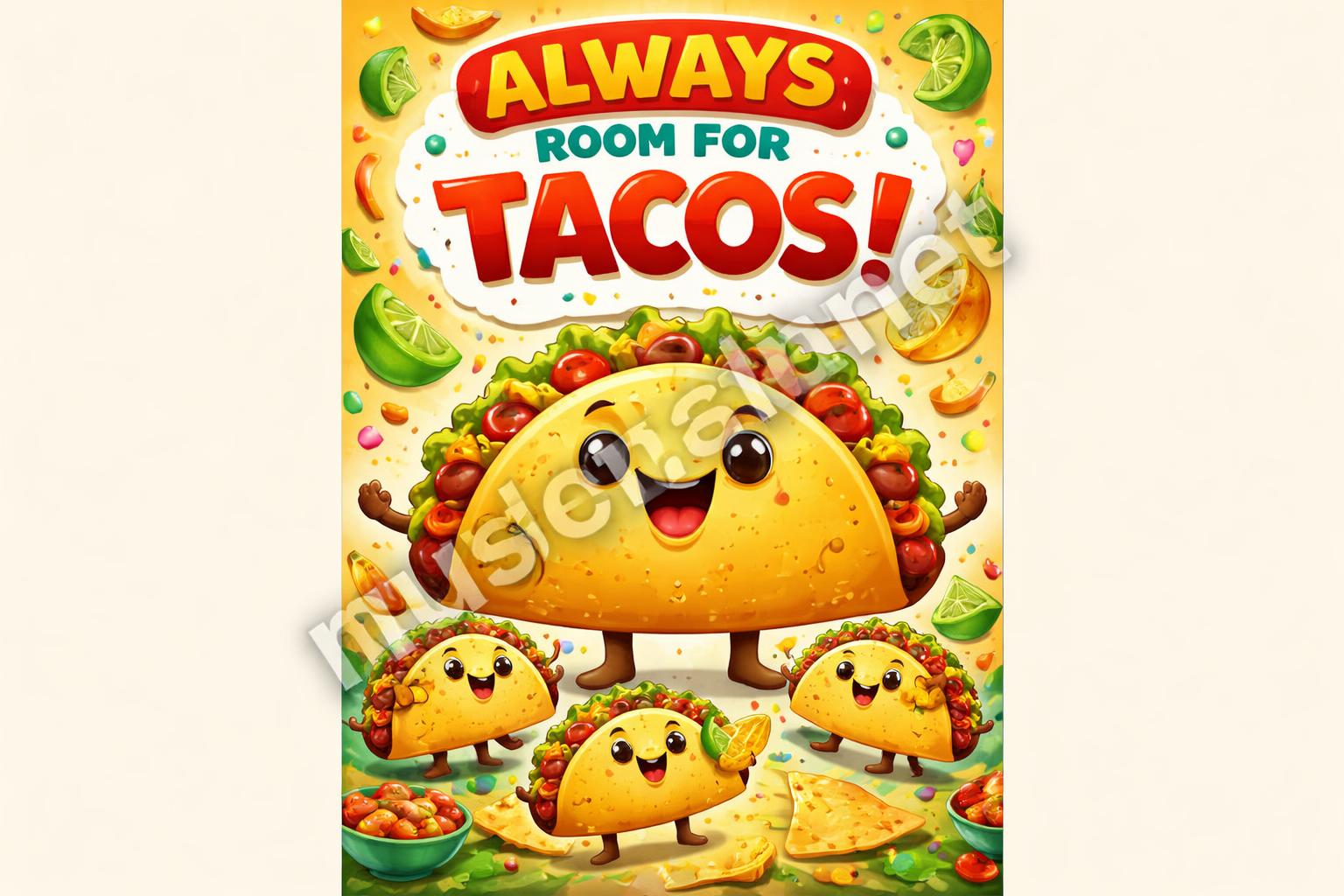 Smiling taco cartoon final poster