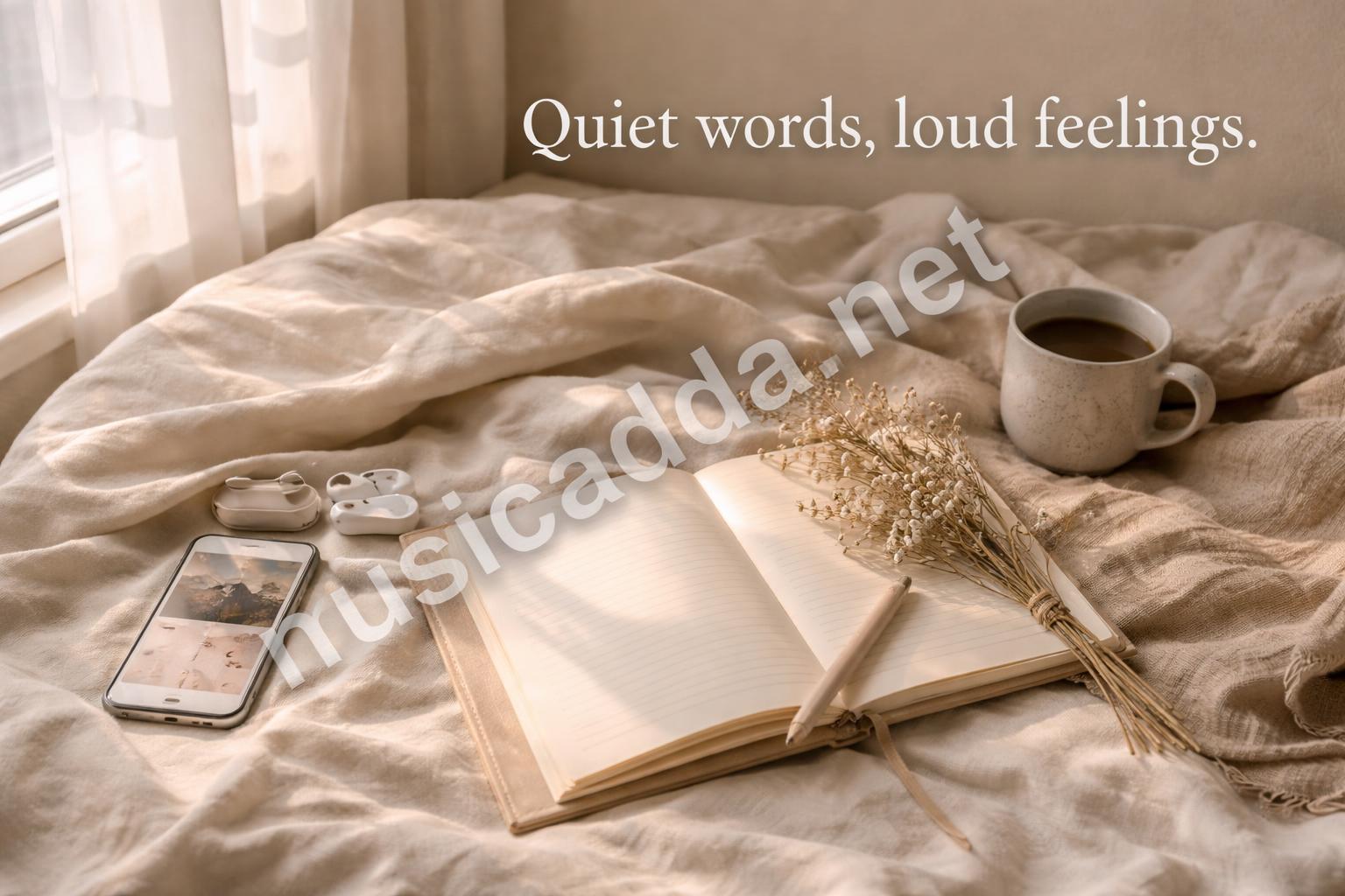 Soft aesthetic love captions flat lay