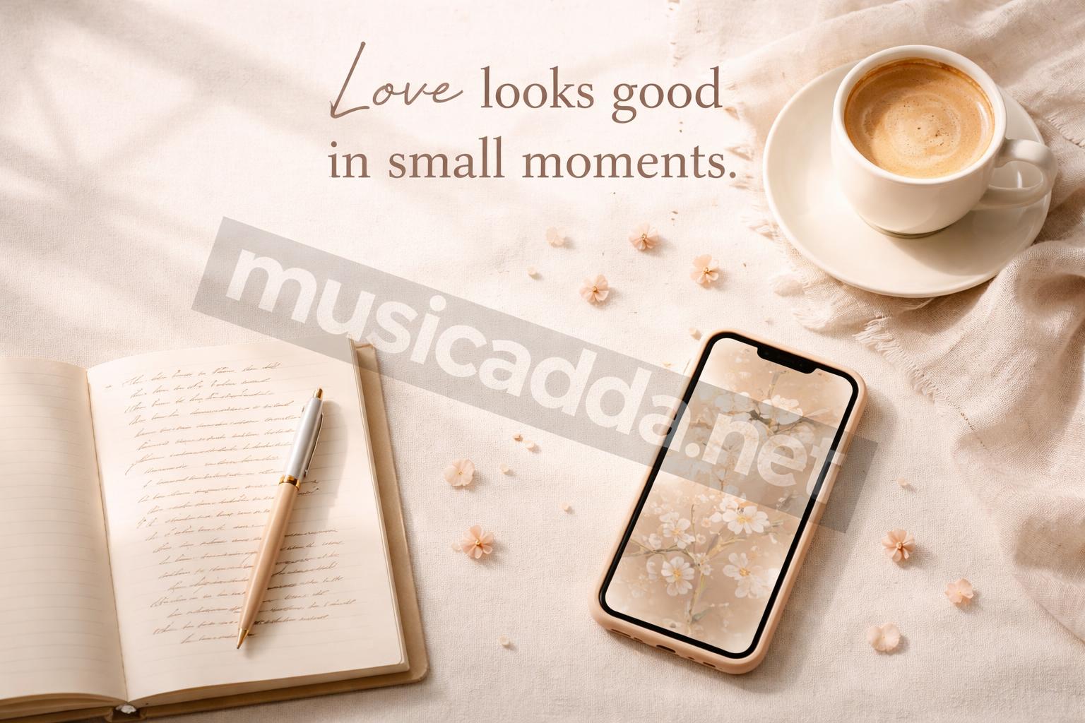 Soft love caption notes on phone