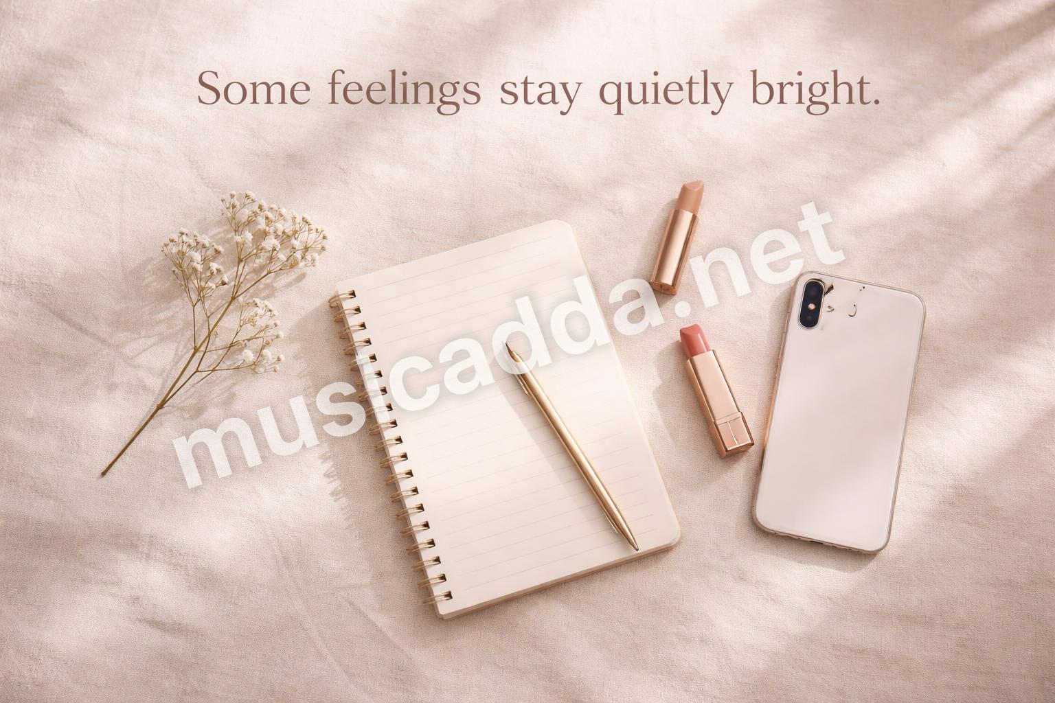 Soft romantic caption aesthetic flatlay