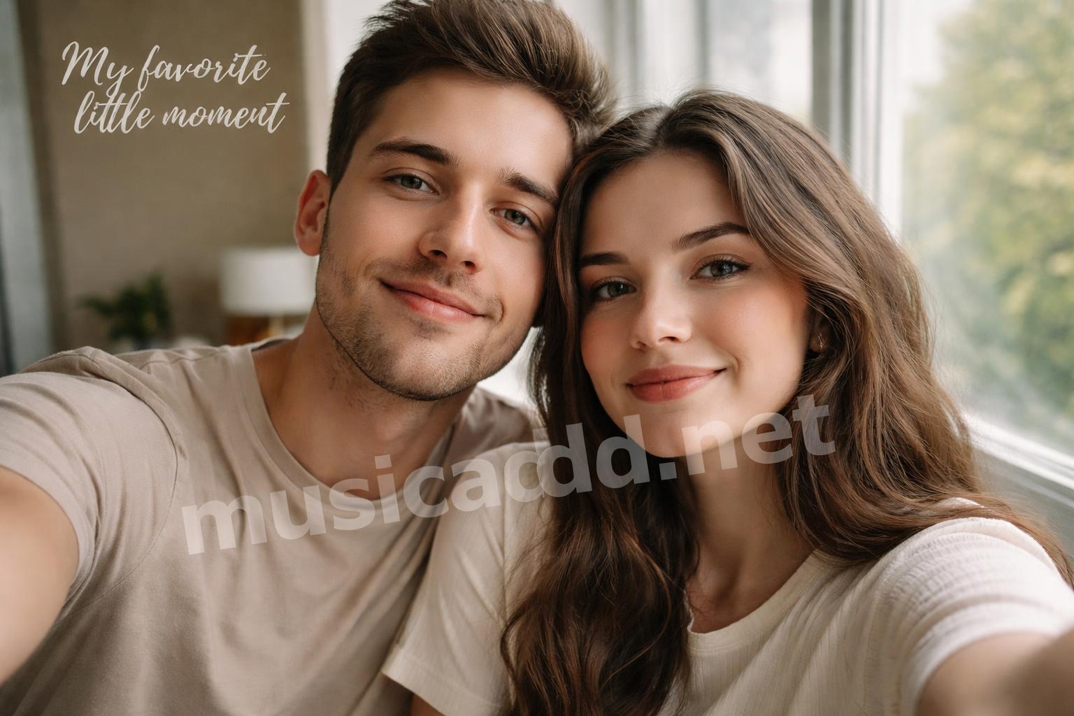Soft romantic couple selfie instagram caption