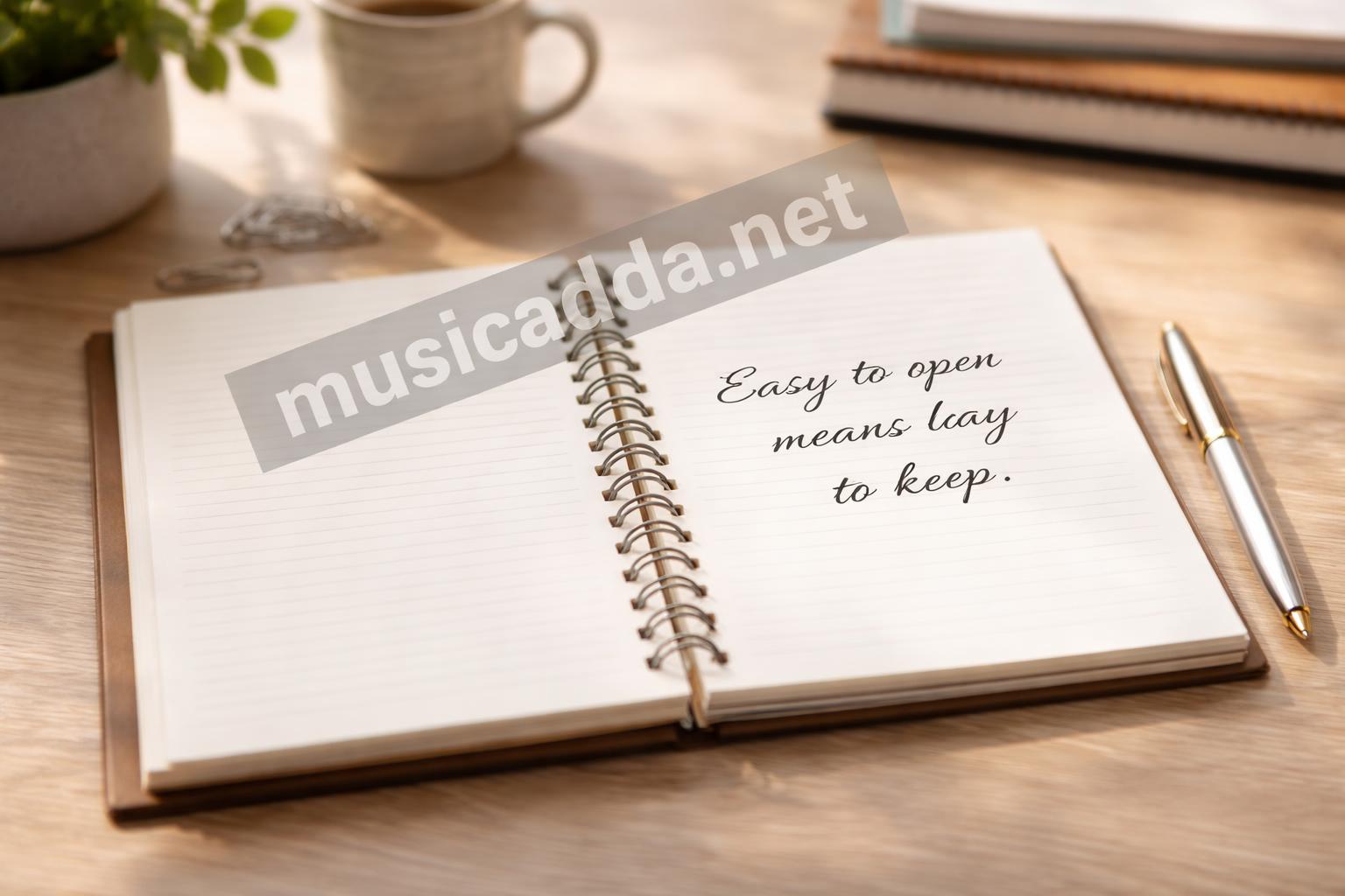 Spiral quote journal open flattened