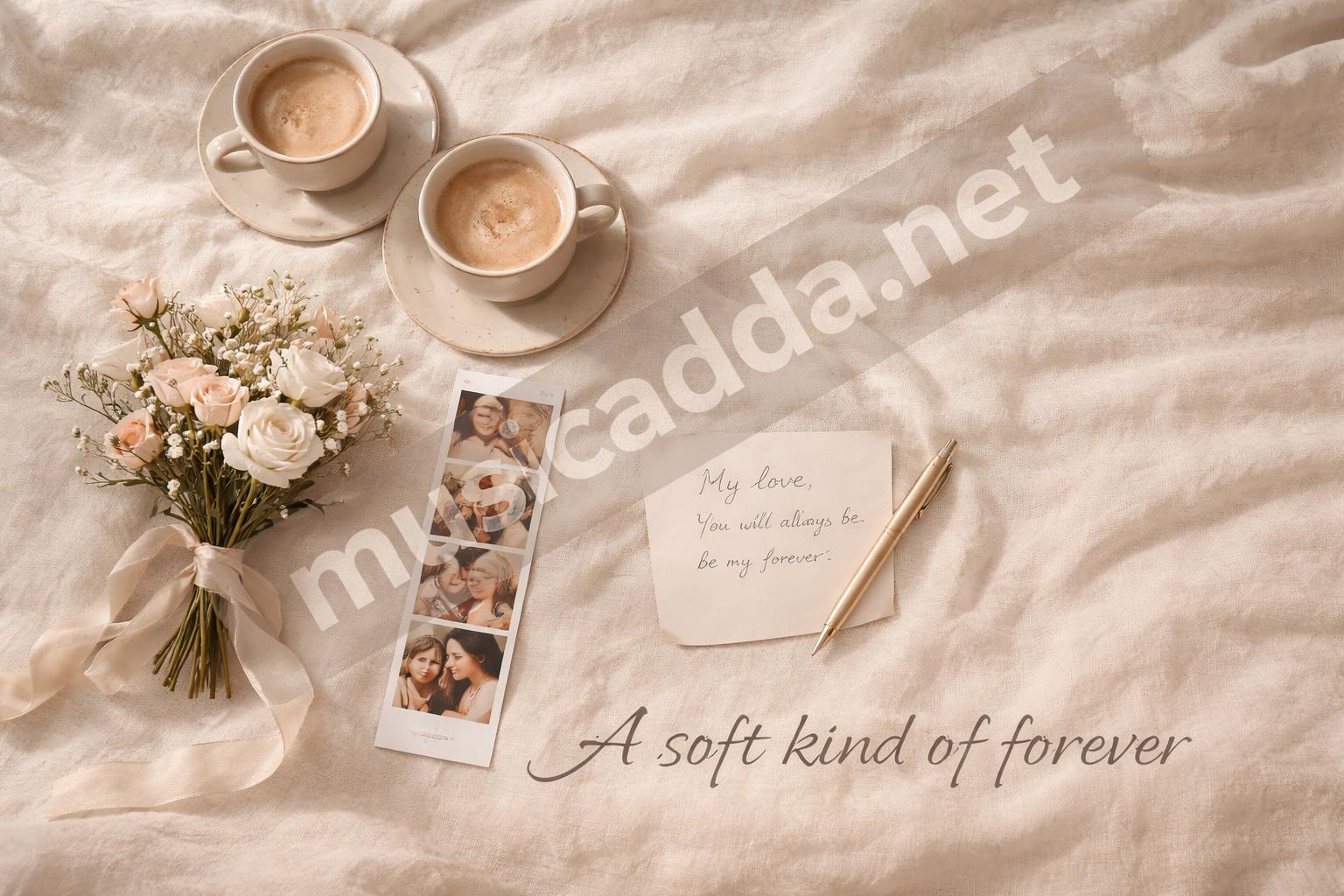 Timeless love caption flat lay romance