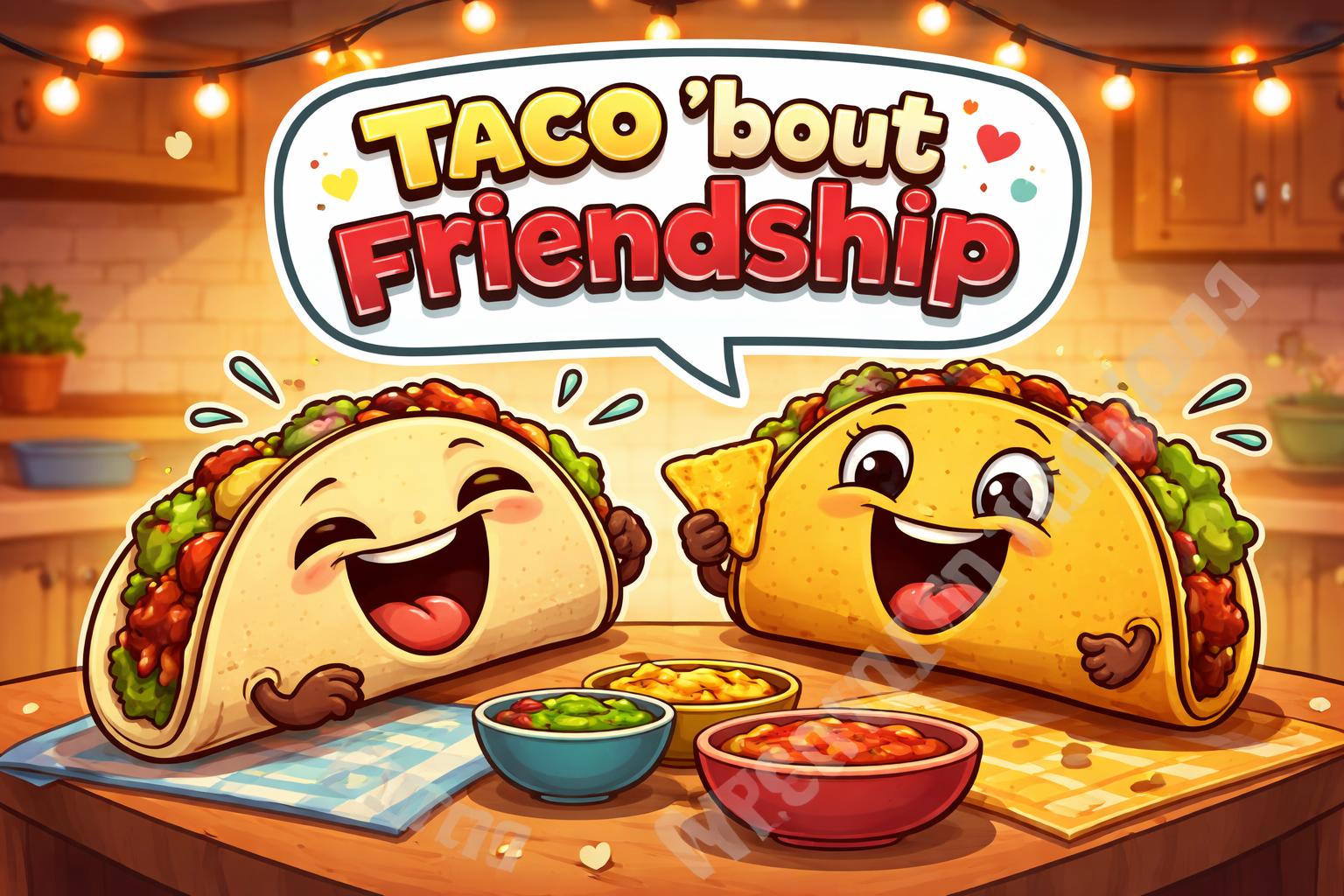 Two tacos sharing a laugh