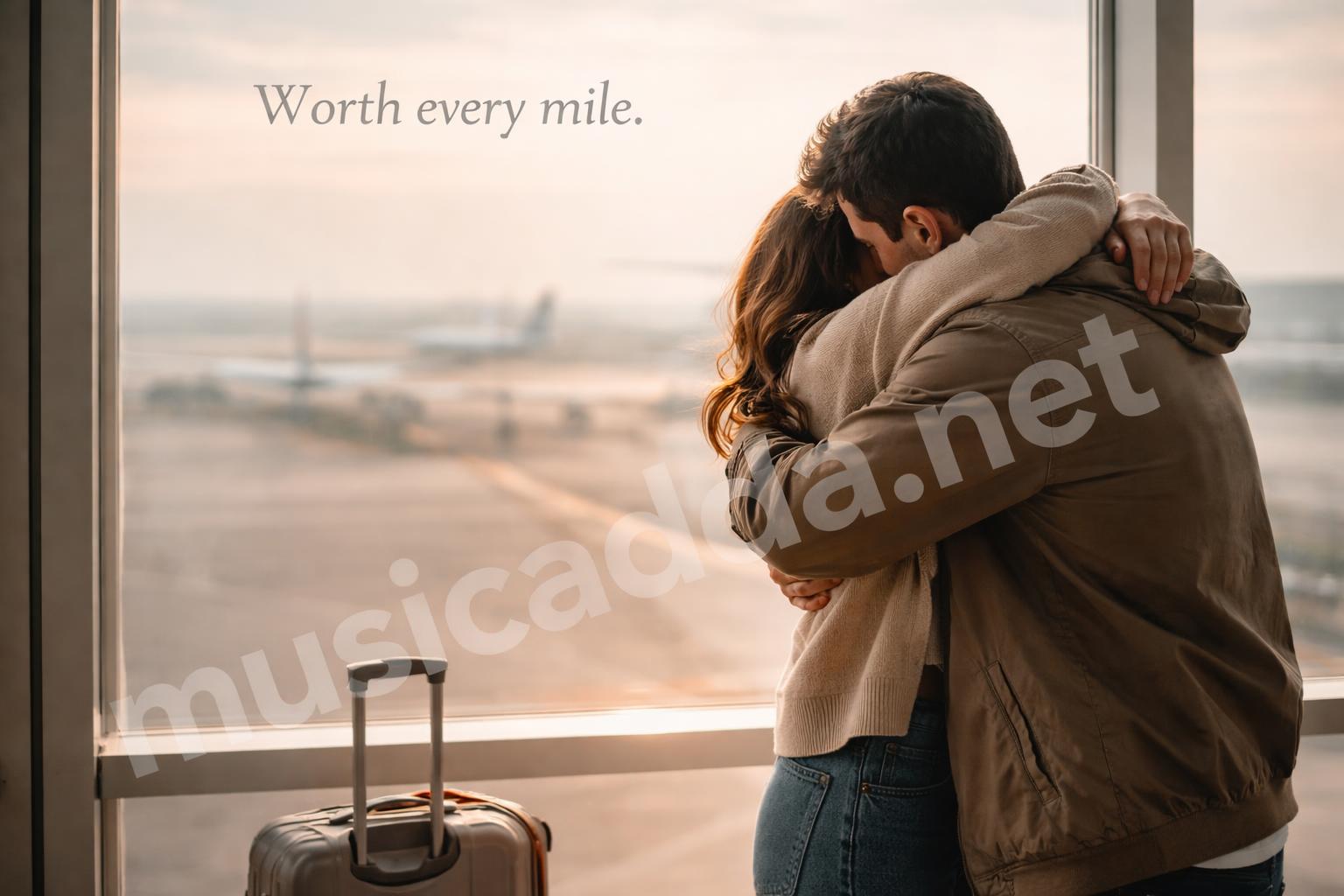Airport goodbye long distance hug