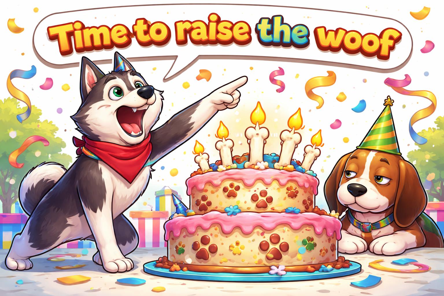 Birthday dog paw ty cake cartoon