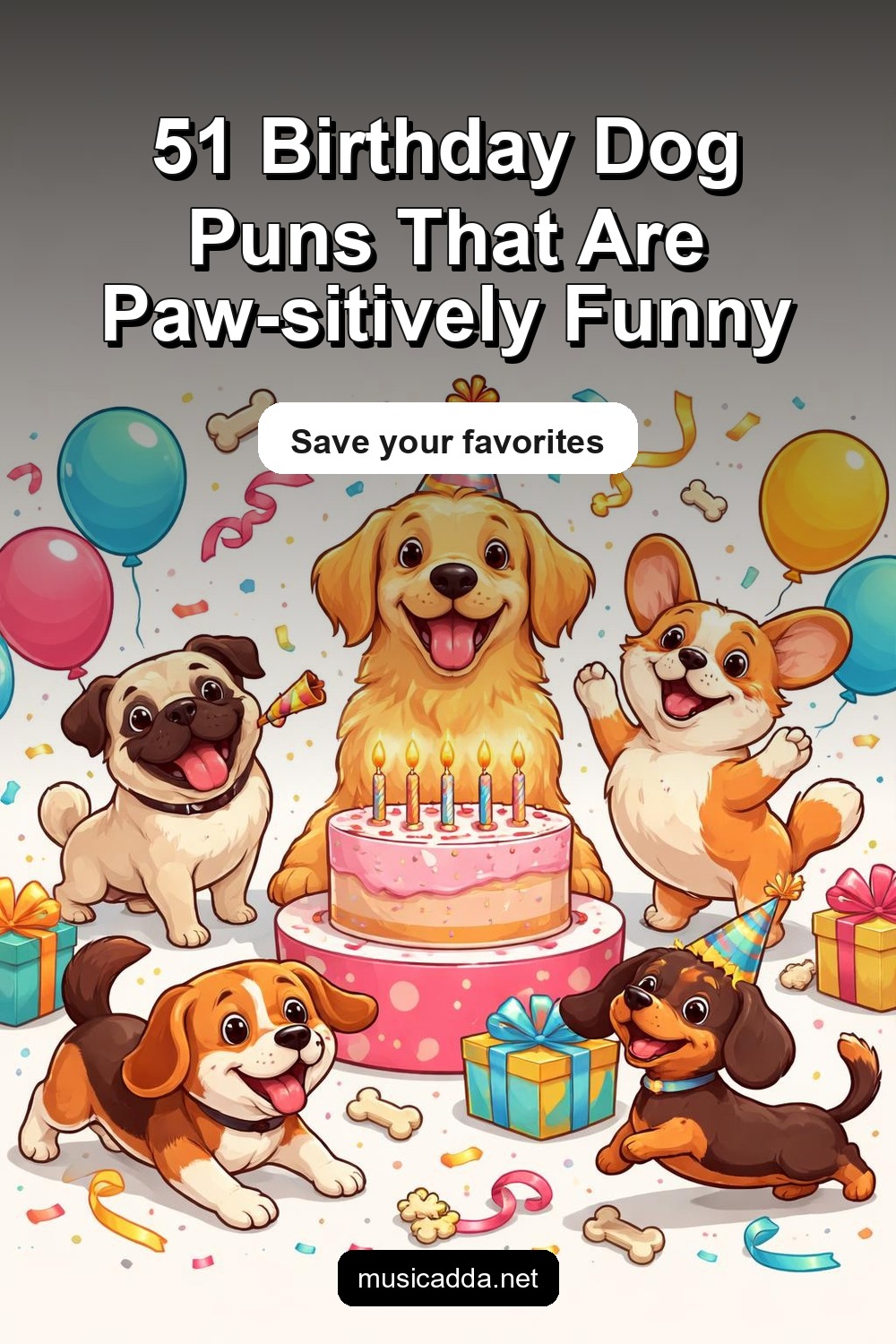 Pinterest image for 51 Birthday Dog Puns That Take the Cake