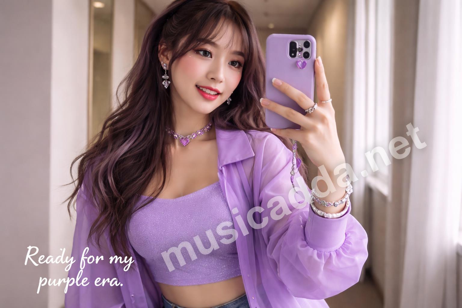 Bts concert outfit selfie purple aesthetic